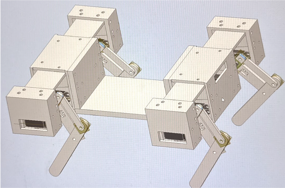 CAD model of the full quadruped robot dog assembly